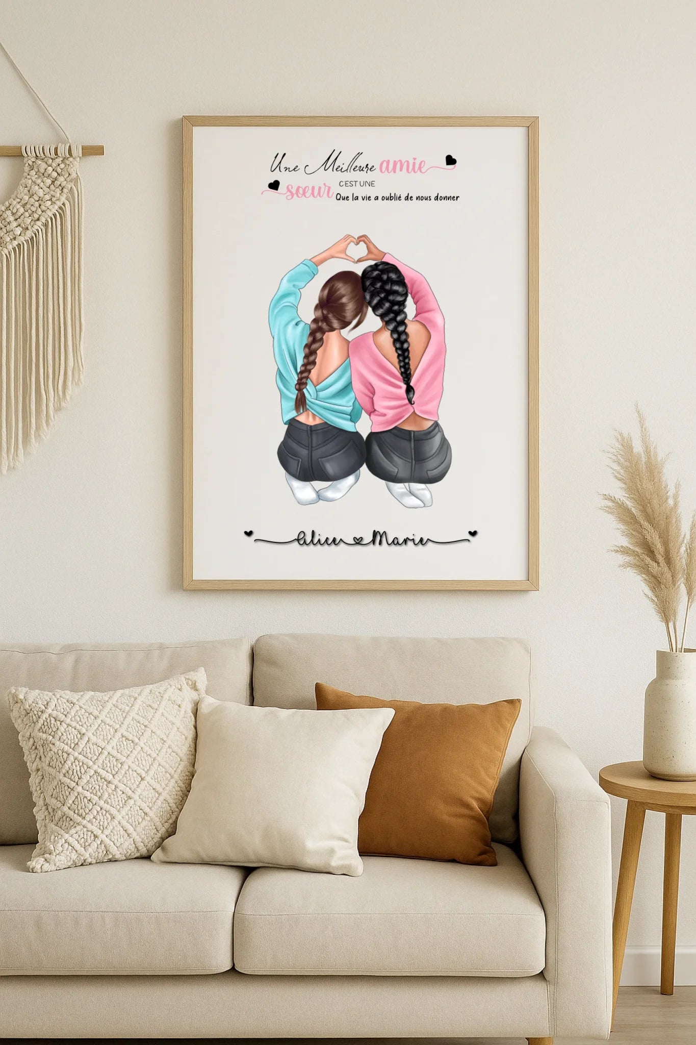 Affiche Meilleure Amie personnalisée cœur Affiche Meilleure Amie Plume Revedor