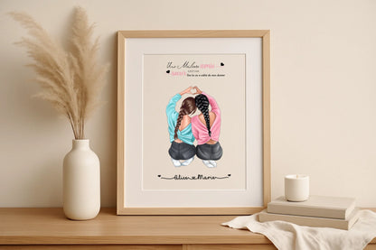 Affiche Meilleure Amie personnalisée cœur Affiche Meilleure Amie Plume Revedor