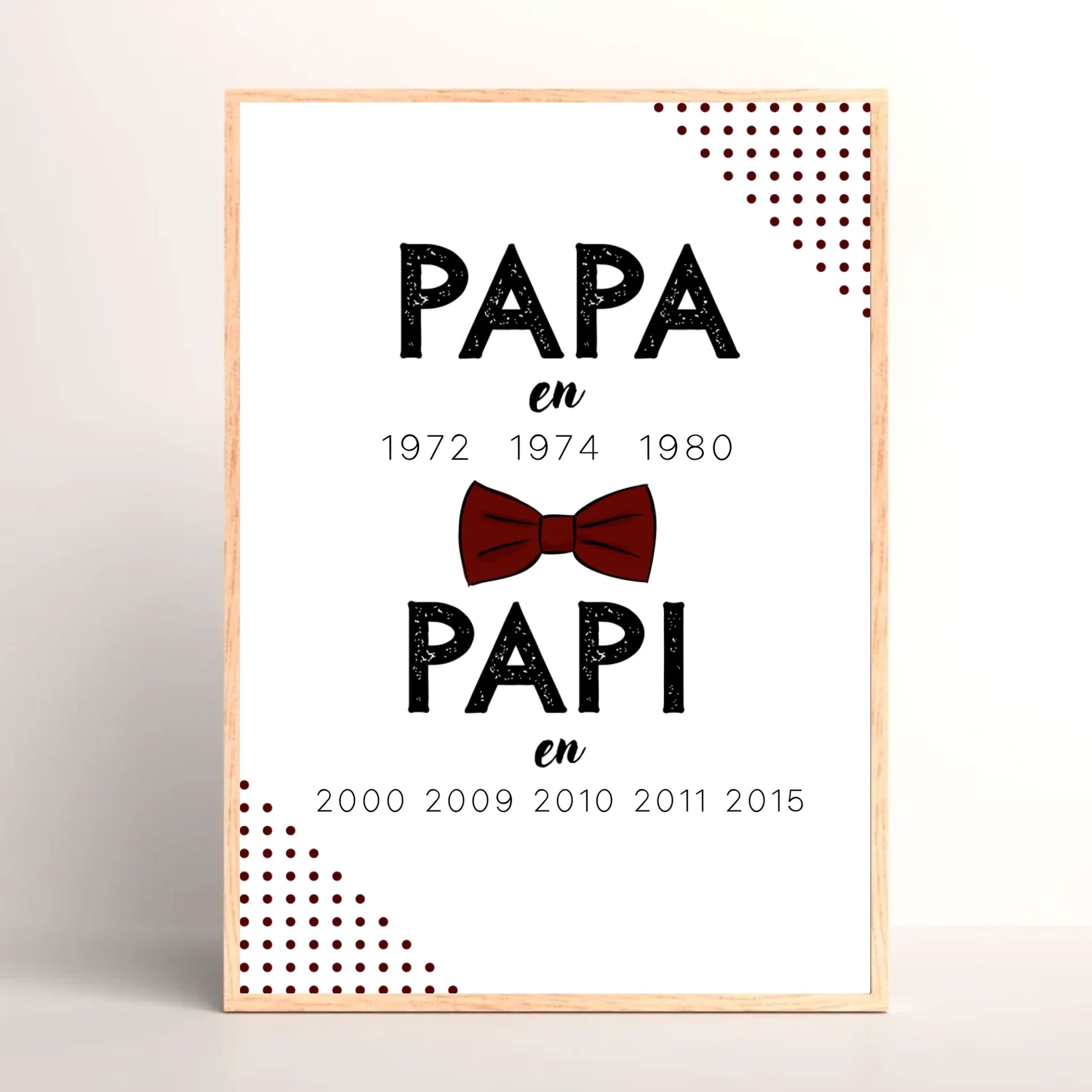 Affiche Personnalisée Papa Papi Années de naissance - idée Annonce gro Affiche personnalisée Papa Papi Plume Revedor