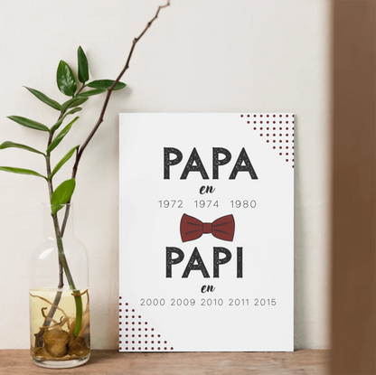 Affiche Personnalisée Papa Papi Années de naissance - idée Annonce gro Affiche personnalisée Papa Papi Plume Revedor