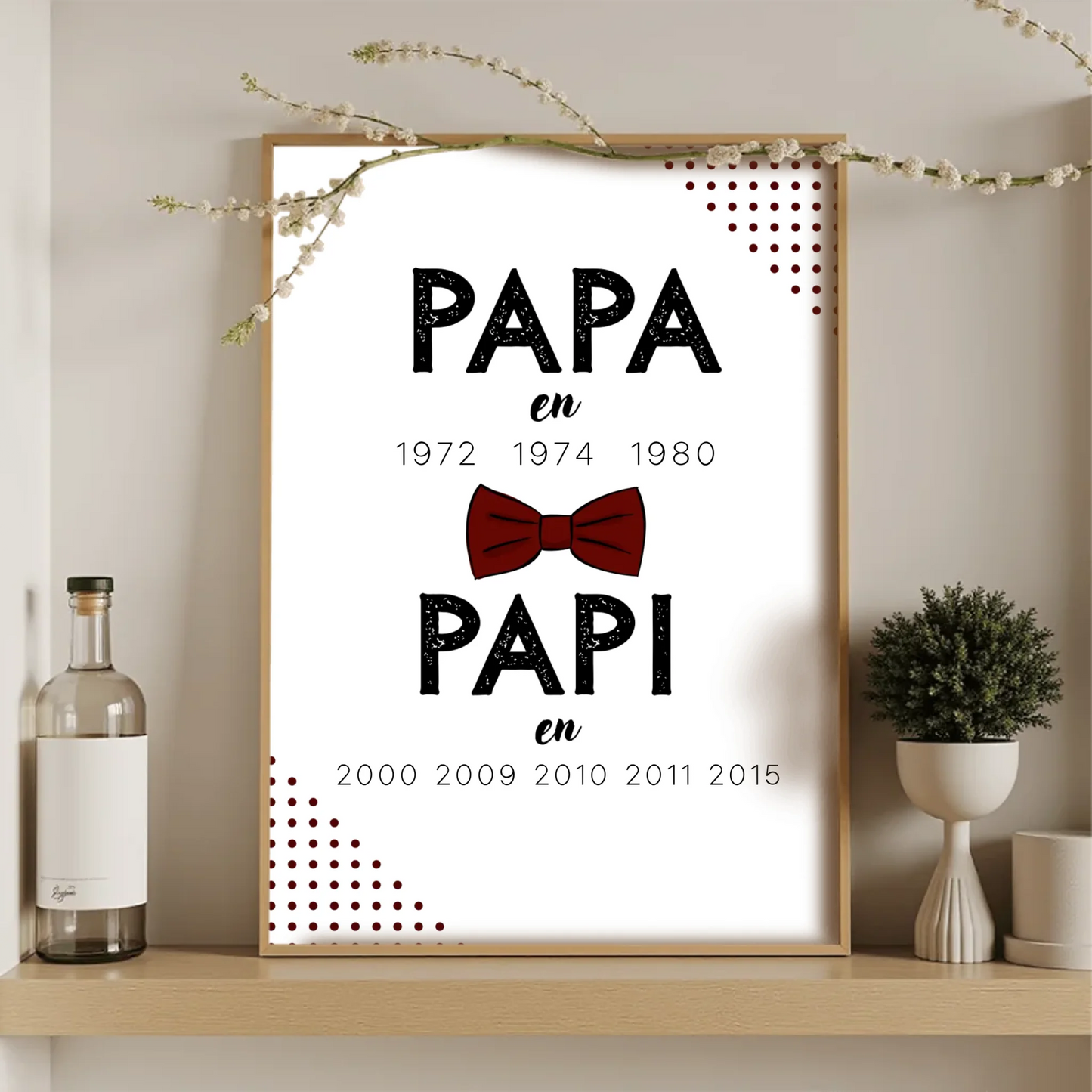 Affiche Personnalisée Papa Papi Années de naissance - idée Annonce gro Affiche personnalisée Papa Papi Plume Revedor