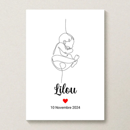Affiche personnalisée Naissance minimaliste Art Line