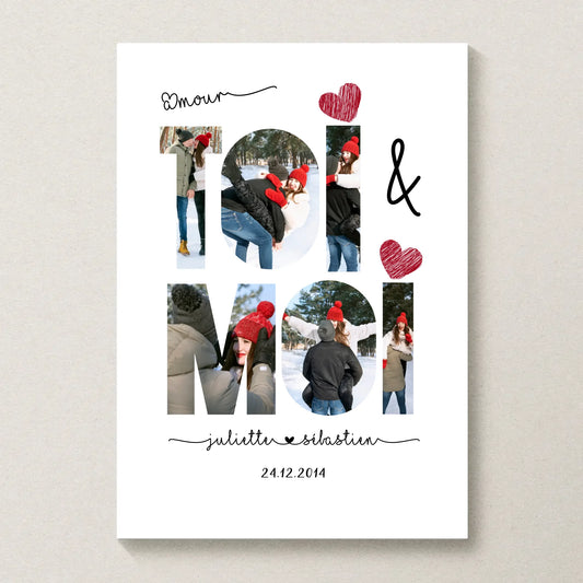 Affiche Personnalisée Couple Toi & Moi Verticale Affiche Personnalisée Couple Plume Revedor