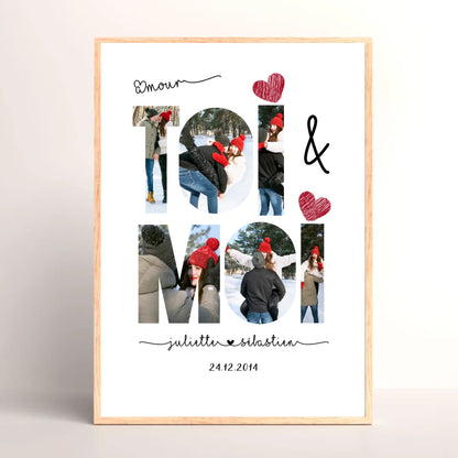 Affiche Personnalisée Couple Toi & Moi Verticale Affiche Personnalisée Couple Plume Revedor