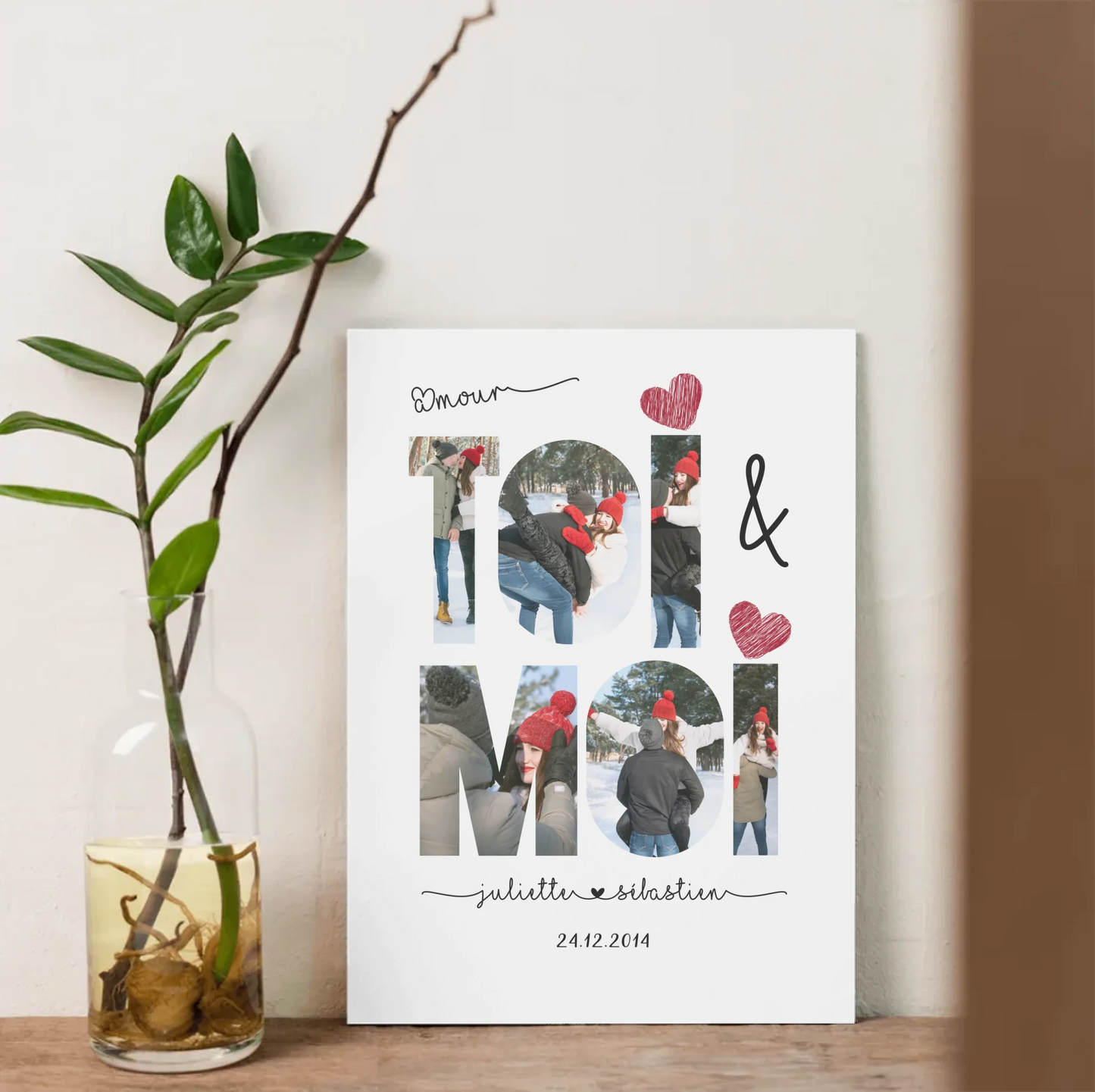 Affiche Personnalisée Couple Toi & Moi Verticale Affiche Personnalisée Couple Plume Revedor