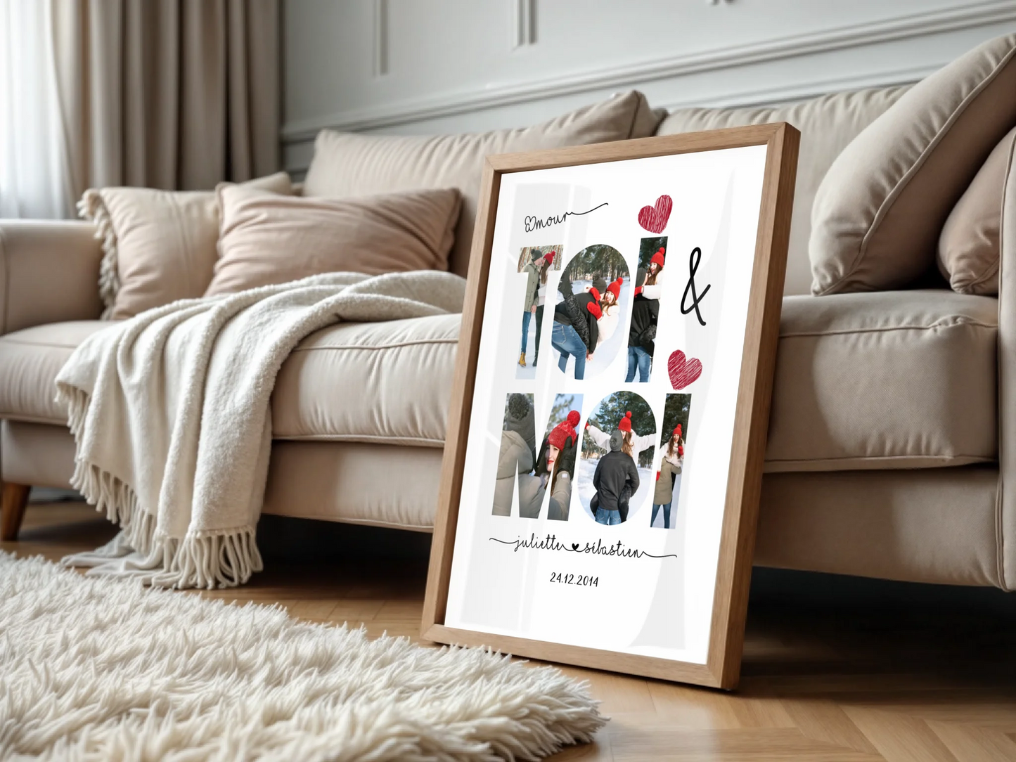 Affiche Personnalisée Couple Toi & Moi Verticale Affiche Personnalisée Couple Plume Revedor