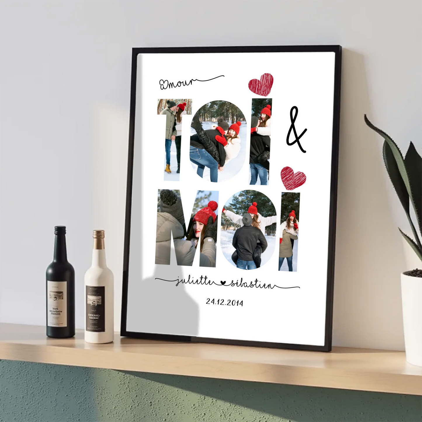 Affiche Personnalisée Couple Toi & Moi Verticale Affiche Personnalisée Couple Plume Revedor