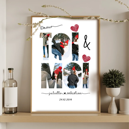 Affiche Personnalisée Couple Toi & Moi Verticale Affiche Personnalisée Couple Plume Revedor