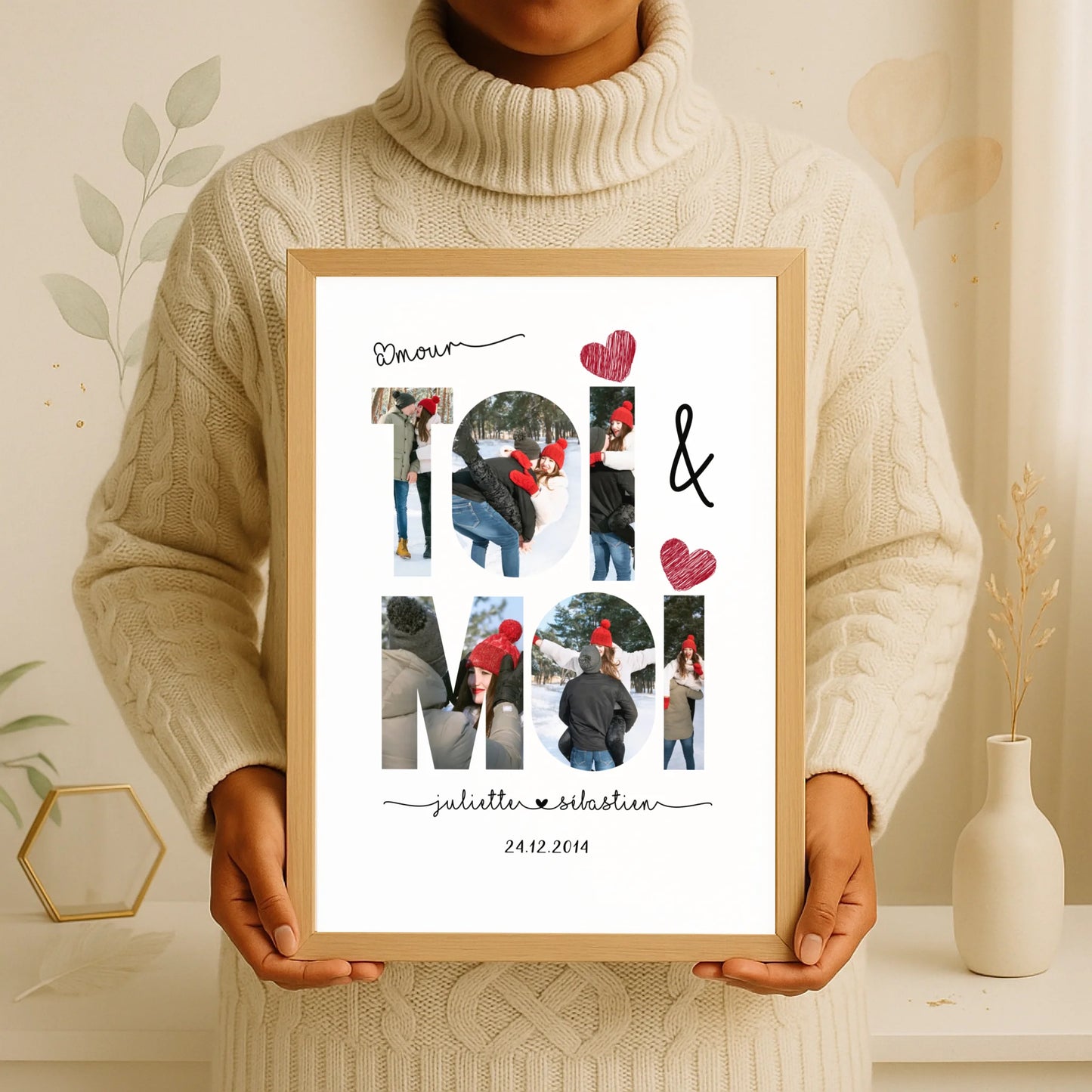 Affiche Personnalisée Couple Toi & Moi Verticale Affiche Personnalisée Couple Plume Revedor