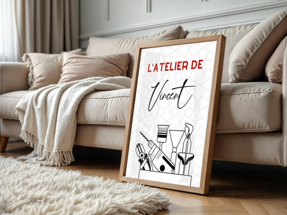 Affiche personnalisée Bricolage - Cadeau Homme Bricoleur cadeau bricoleur Plume Revedor