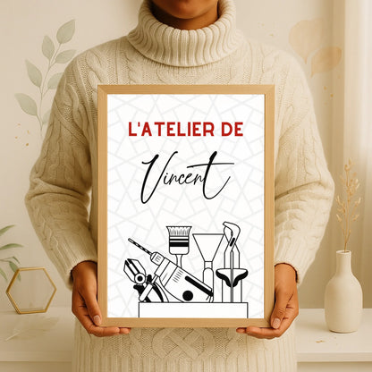 Affiche personnalisée Bricolage - Cadeau Homme Bricoleur cadeau bricoleur Plume Revedor