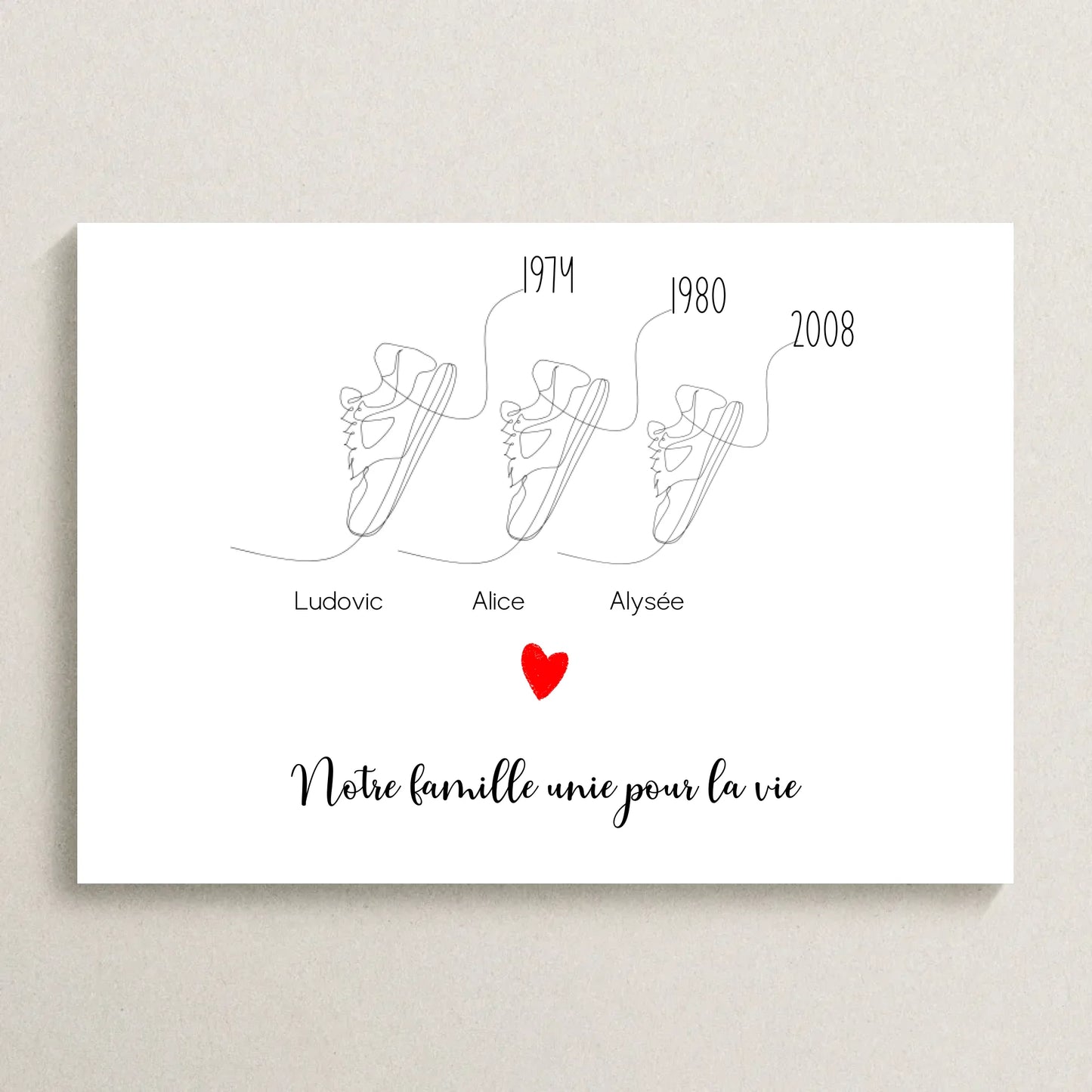 Affiche personnalisée Famille Baskets Line Art Affiche personnalisée Famille Plume Revedor