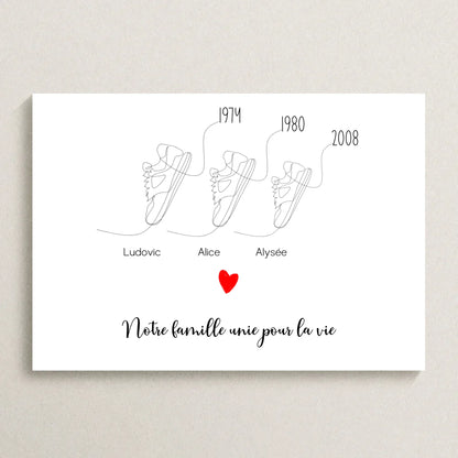 Affiche personnalisée Famille Baskets Line Art Affiche personnalisée Famille Plume Revedor