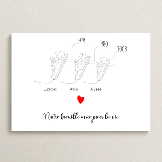 Affiche personnalisée Famille Baskets Line Art Affiche personnalisée Famille Plume Revedor