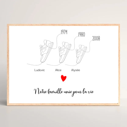 Affiche personnalisée Famille Baskets Line Art Affiche personnalisée Famille Plume Revedor
