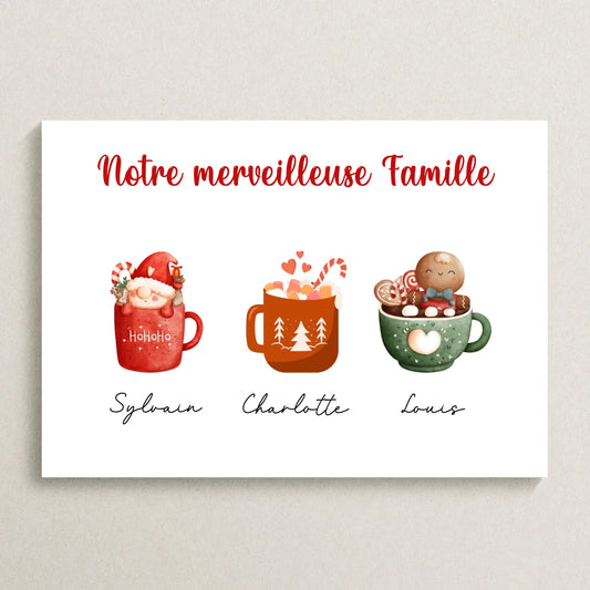 Affiche personnalisée Famille Mugs de Noël Affiche personnalisée Famille Plume Revedor