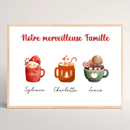Affiche personnalisée Famille Mugs de Noël Affiche personnalisée Famille Plume Revedor