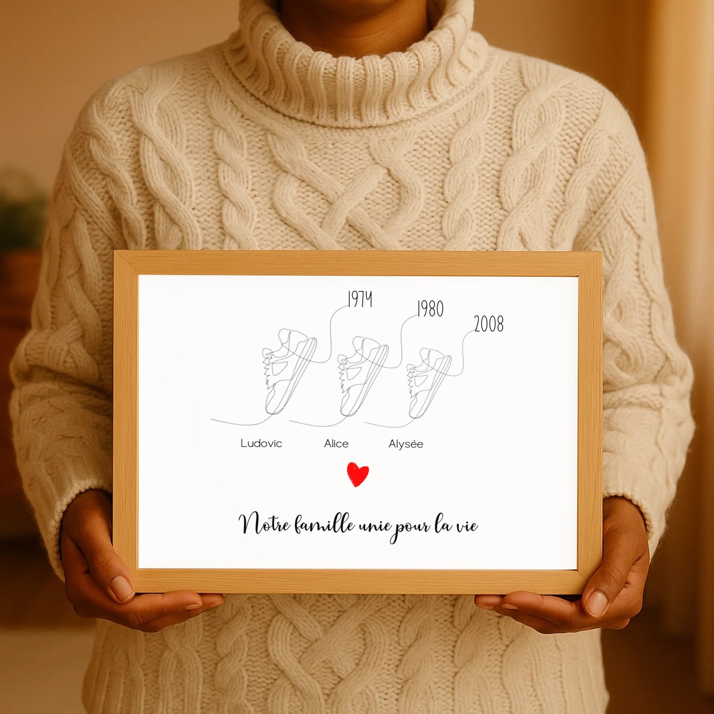 Affiche personnalisée Famille Baskets Line Art Affiche personnalisée Famille Plume Revedor