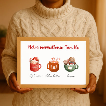 Affiche personnalisée Famille Mugs de Noël Affiche personnalisée Famille Plume Revedor