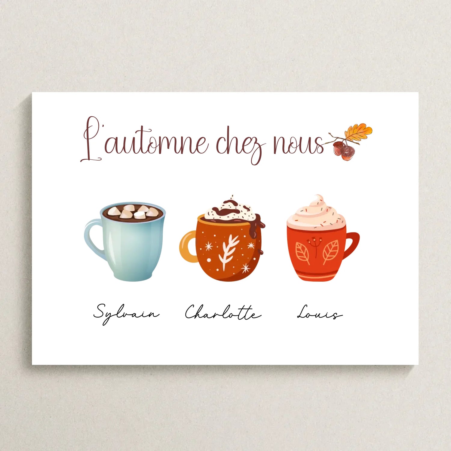 Affiche Famille personnalisée Mugs d'Automne Affiche Famille personnalisée Plume Revedor