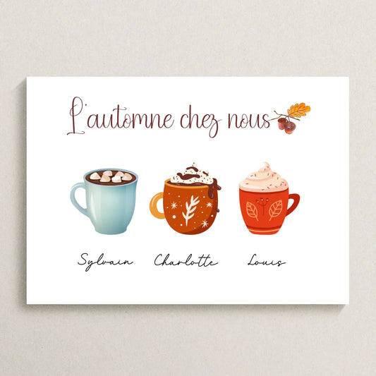 Affiche Famille personnalisée Mugs d'Automne Affiche Famille personnalisée Plume Revedor