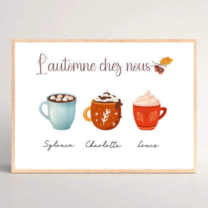Affiche Famille personnalisée Mugs d'Automne Affiche Famille personnalisée Plume Revedor