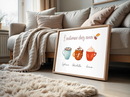 Affiche Famille personnalisée Mugs d'Automne Affiche Famille personnalisée Plume Revedor