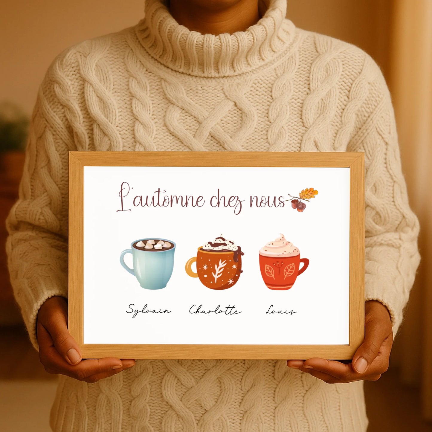 Affiche Famille personnalisée Mugs d'Automne Affiche Famille personnalisée Plume Revedor