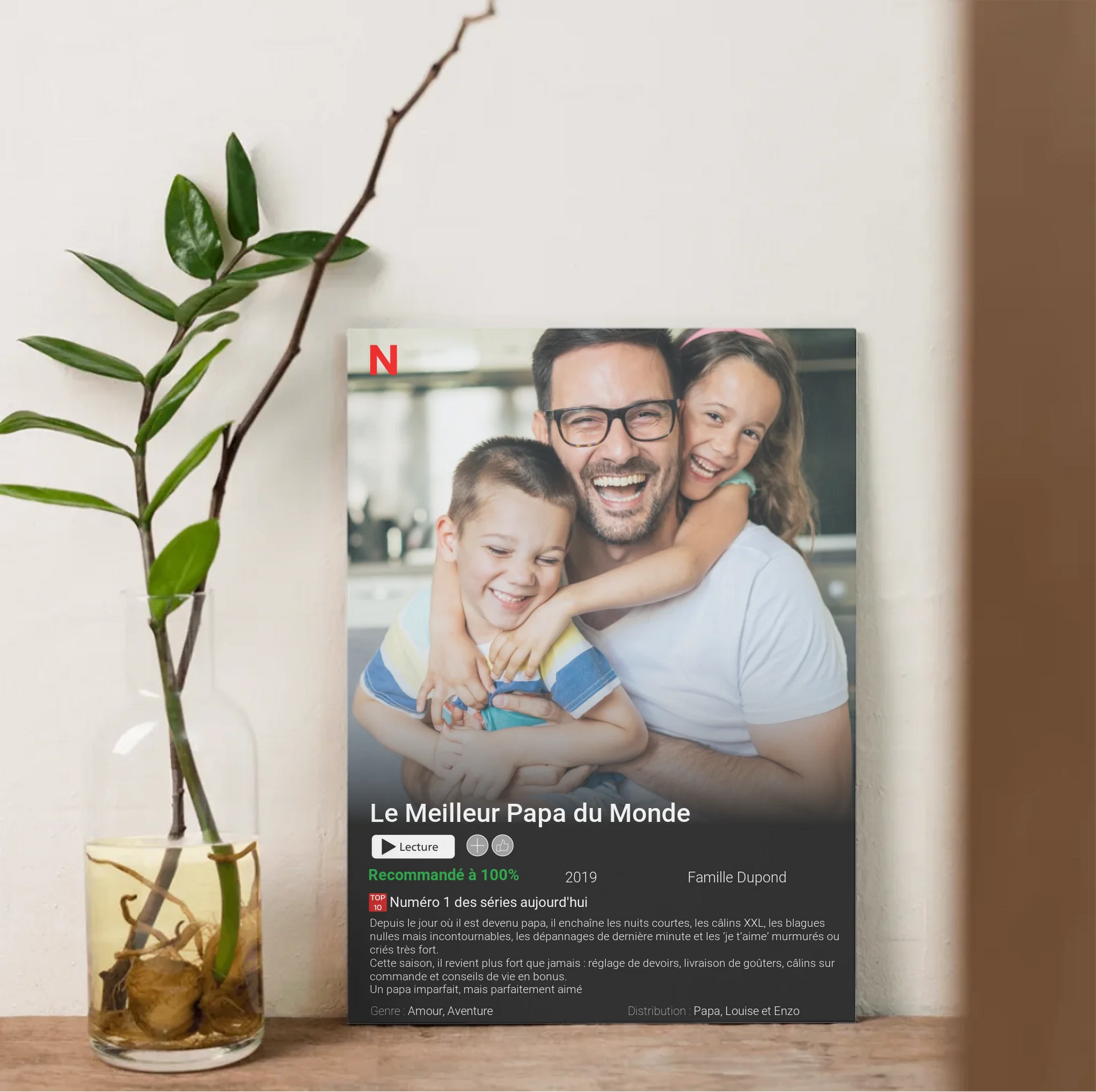 Affiche couple Netflix personnalisée – texte et photo modifiables pour un effet ciné