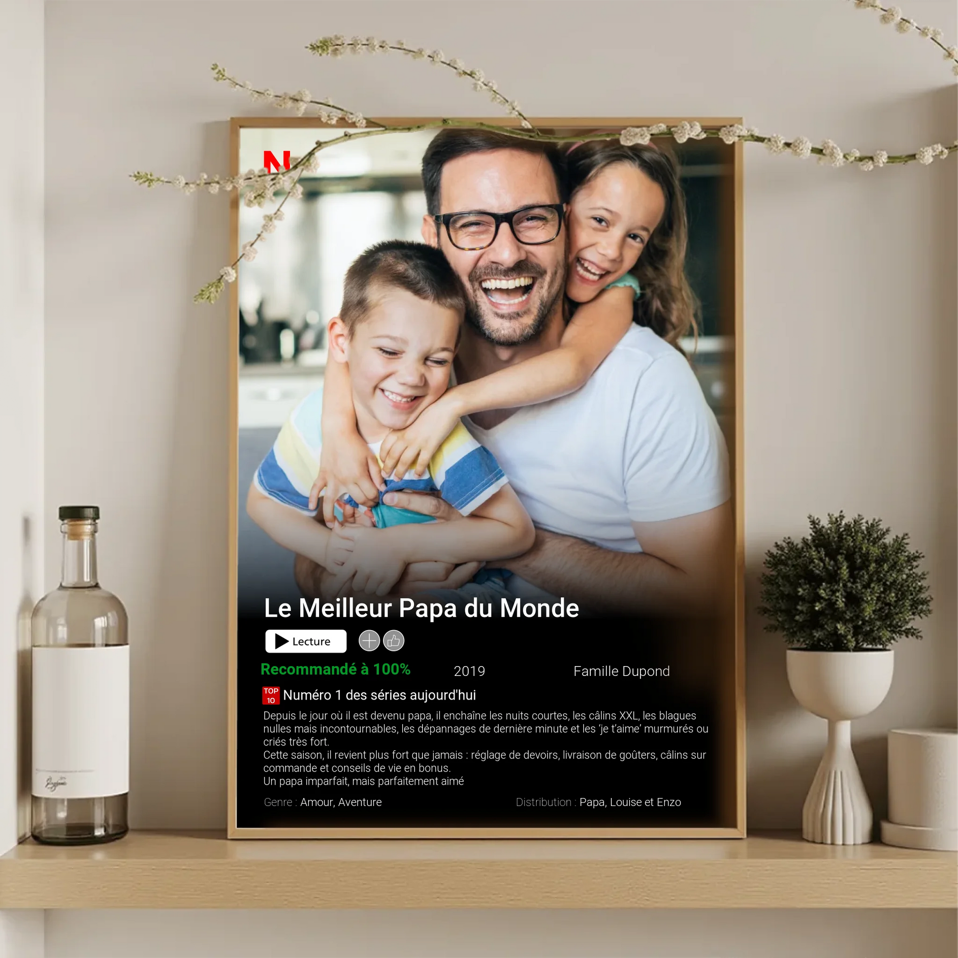 Poster romantique façon série Netflix – personnalisé avec prénoms et synopsis