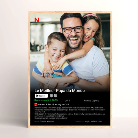 Affiche Personnalisée Netflix Papa. Cadeau Fête des pères