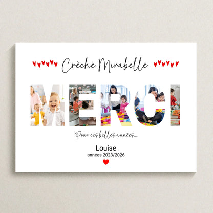 Affiche personnalisée Nounou - Mot Nounou avec Photos - Cadeau nounou personnalisé
