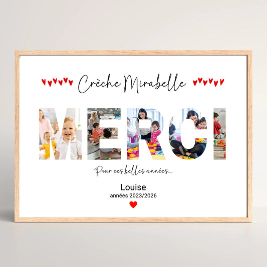 Cadre personnalisé Nounou - Mot Nounou avec Photos - Cadeau nounou personnalisé