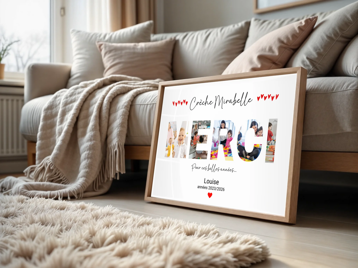 Affiche Merci Crèche personnalisée avec photos