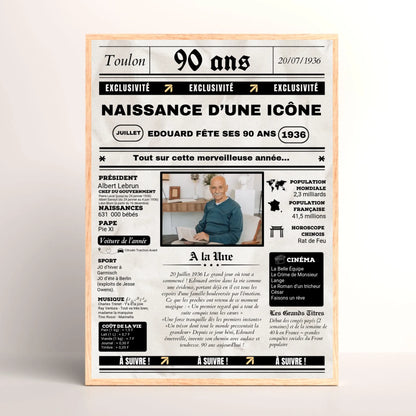Affiche Personnalisée Anniversaire 90 Ans Journal