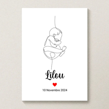 Affiche personnalisée Naissance minimaliste Art Line