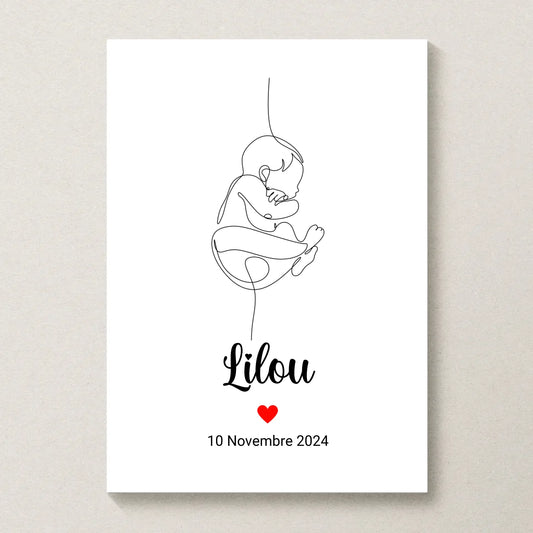 Affiche personnalisée Naissance minimaliste Art Line