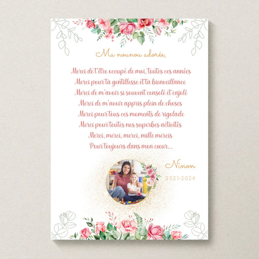 Affiche personnalisée - Nounou ou Crèche avec Texte et photo