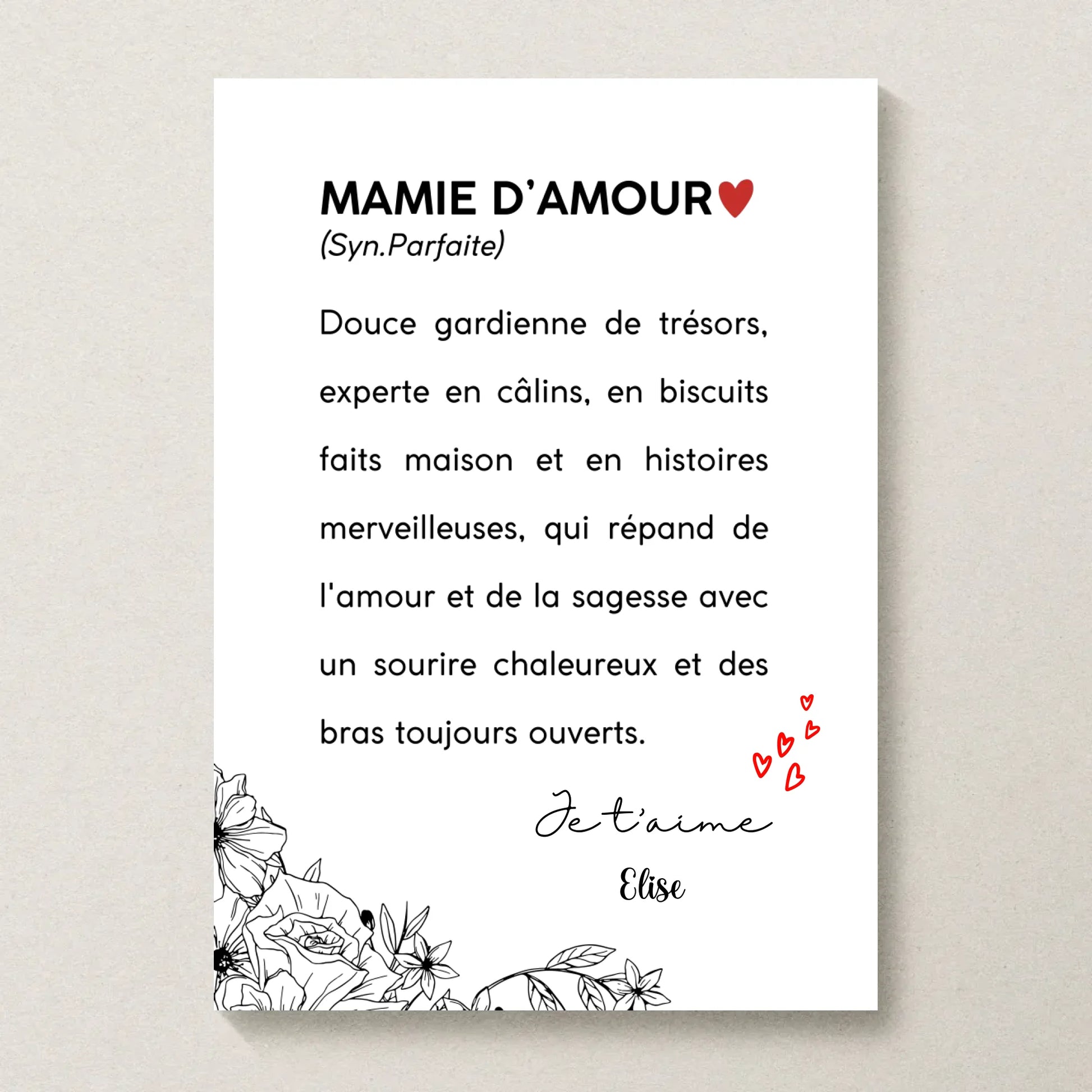 Affiche Mamie Personnalisée Définition - cadeau mamie personnalisé