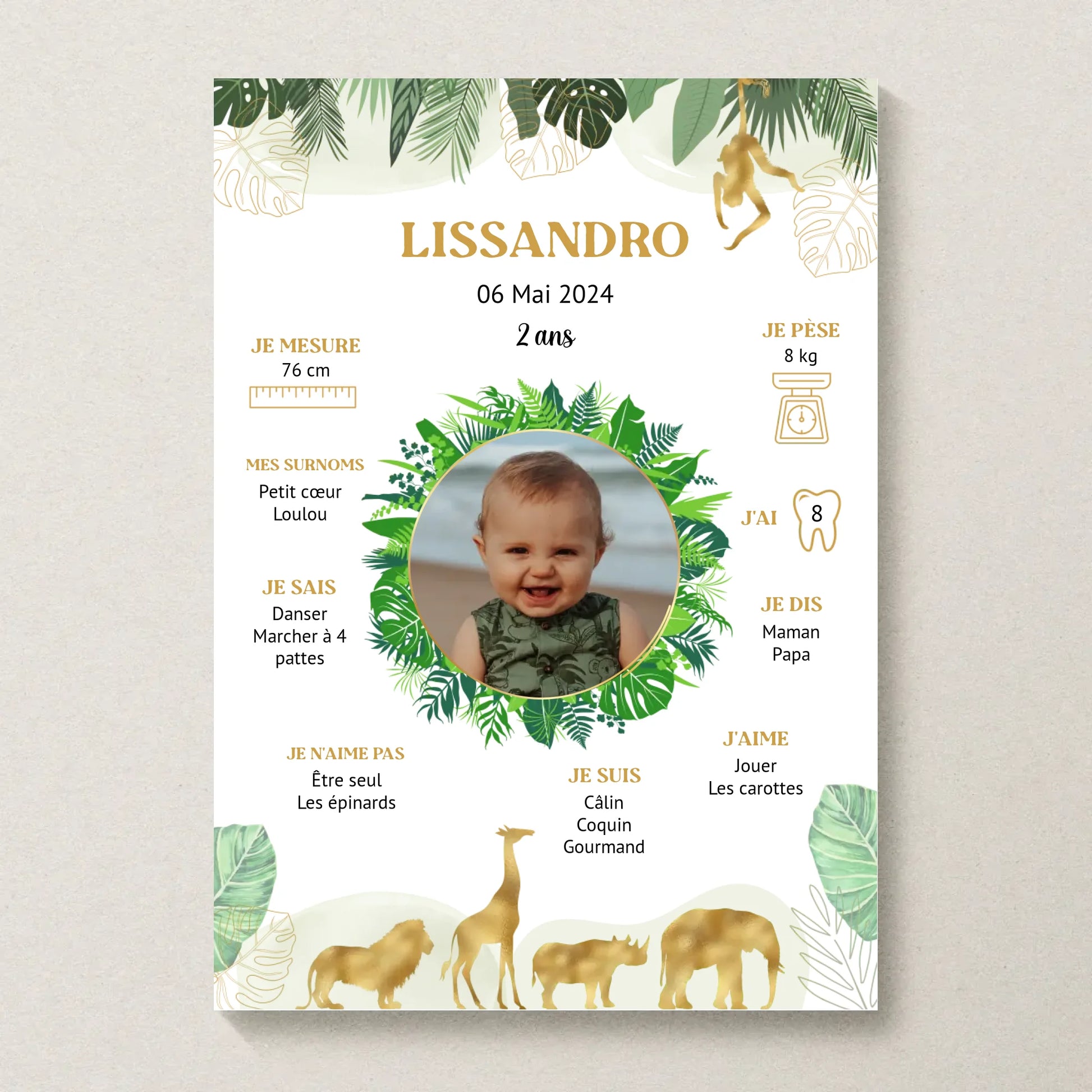Affiche personnalisée - Anniversaire Baptême Jungle
