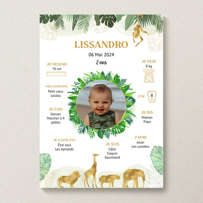 Affiche personnalisée - Anniversaire Baptême Jungle