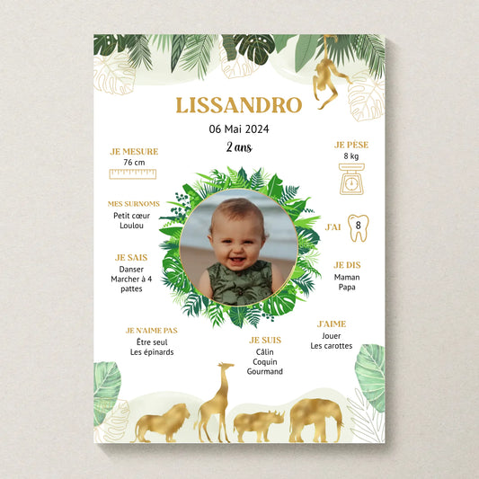 Affiche personnalisée - Anniversaire Baptême Jungle