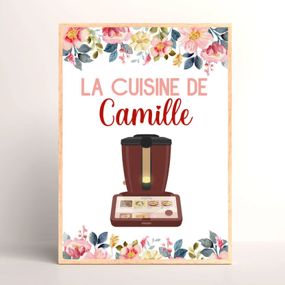 Affiche Cuisine personnalisée avec prénom - Robot de cuisine illustration Thermomix ou Monsieur Cuisine