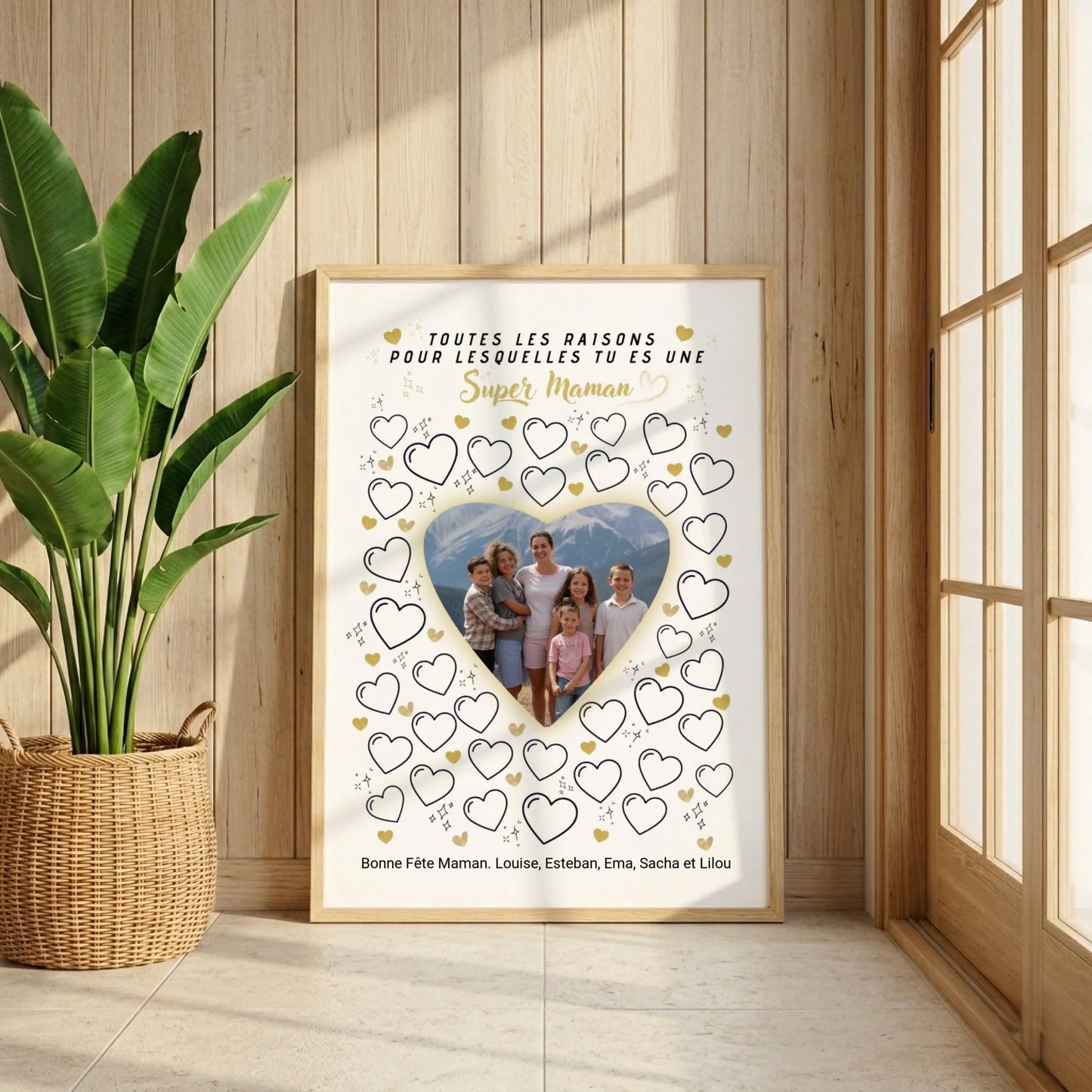 Affiche Super Maman à personnaliser avec photo – cadeau enfant pour maman format A4 ou A3