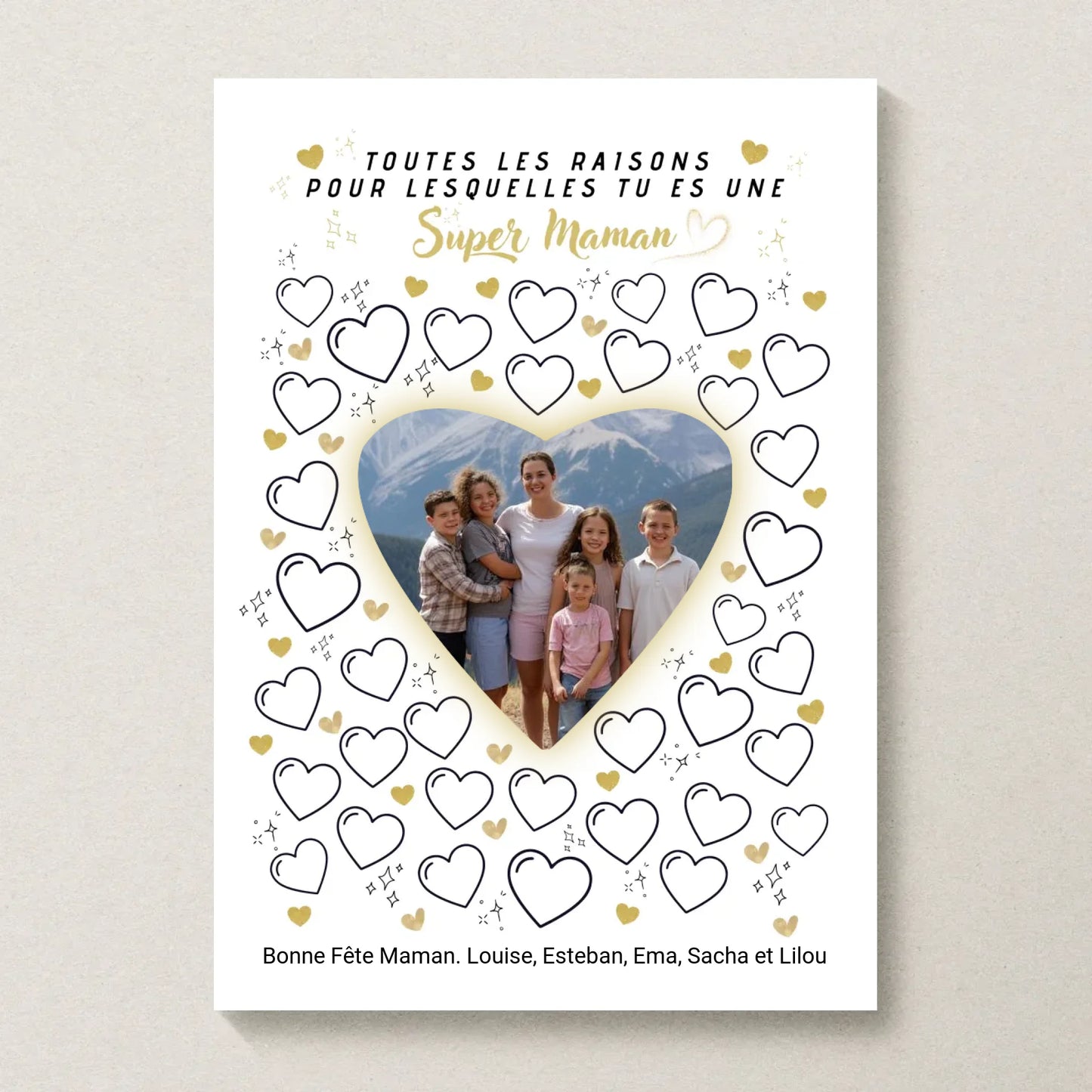 Affiche personnalisée Super Maman avec photo – cadeau fête des mères à remplir par les enfants au stylo