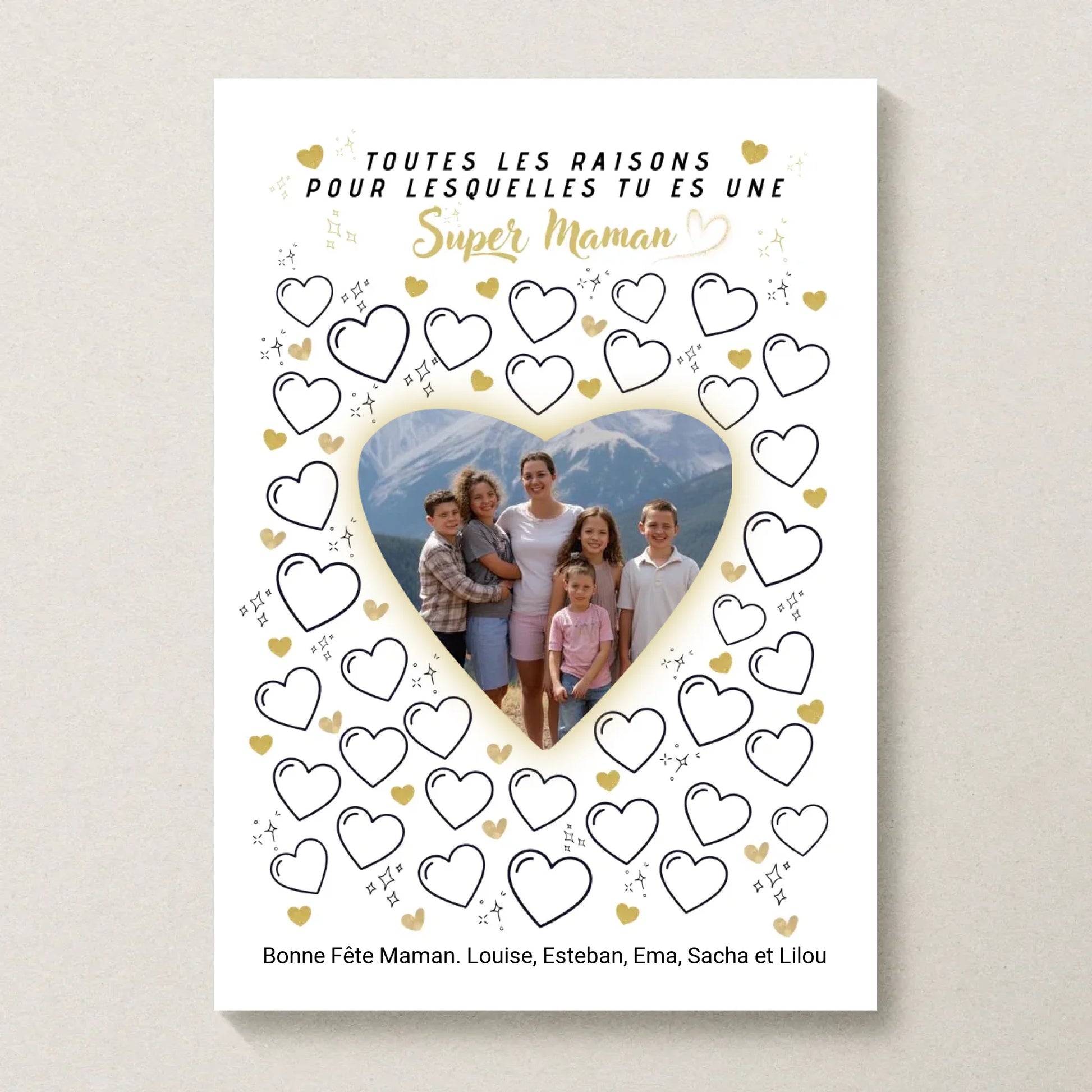 Affiche personnalisée Super Maman avec photo – cadeau fête des mères à remplir par les enfants au stylo