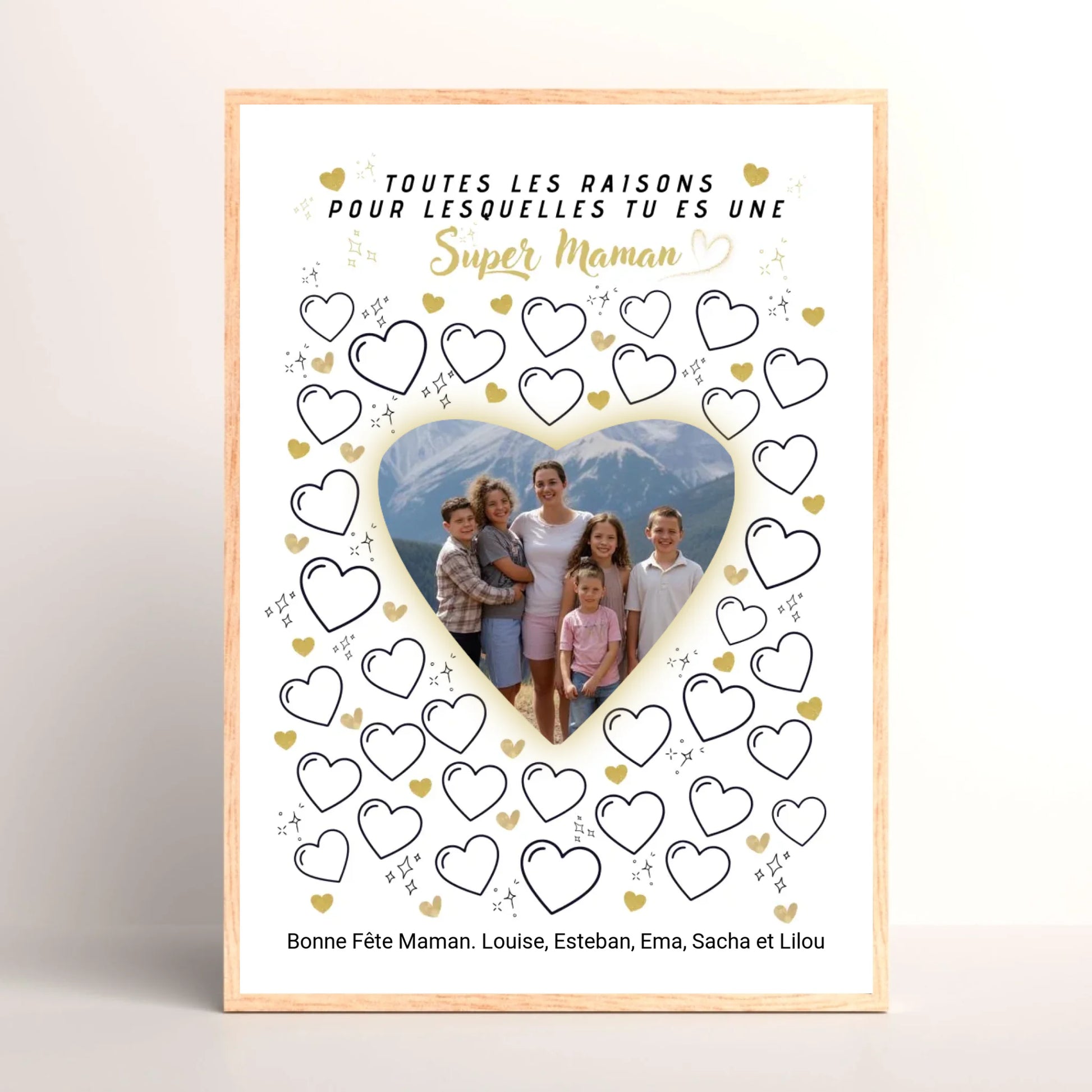 Cadeau fête des mères original – affiche personnalisée maman avec photo et texte écrit par les enfants