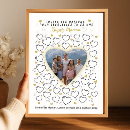 Cadeau personnalisé maman à remplir par les enfants – affiche avec photo livraison rapide