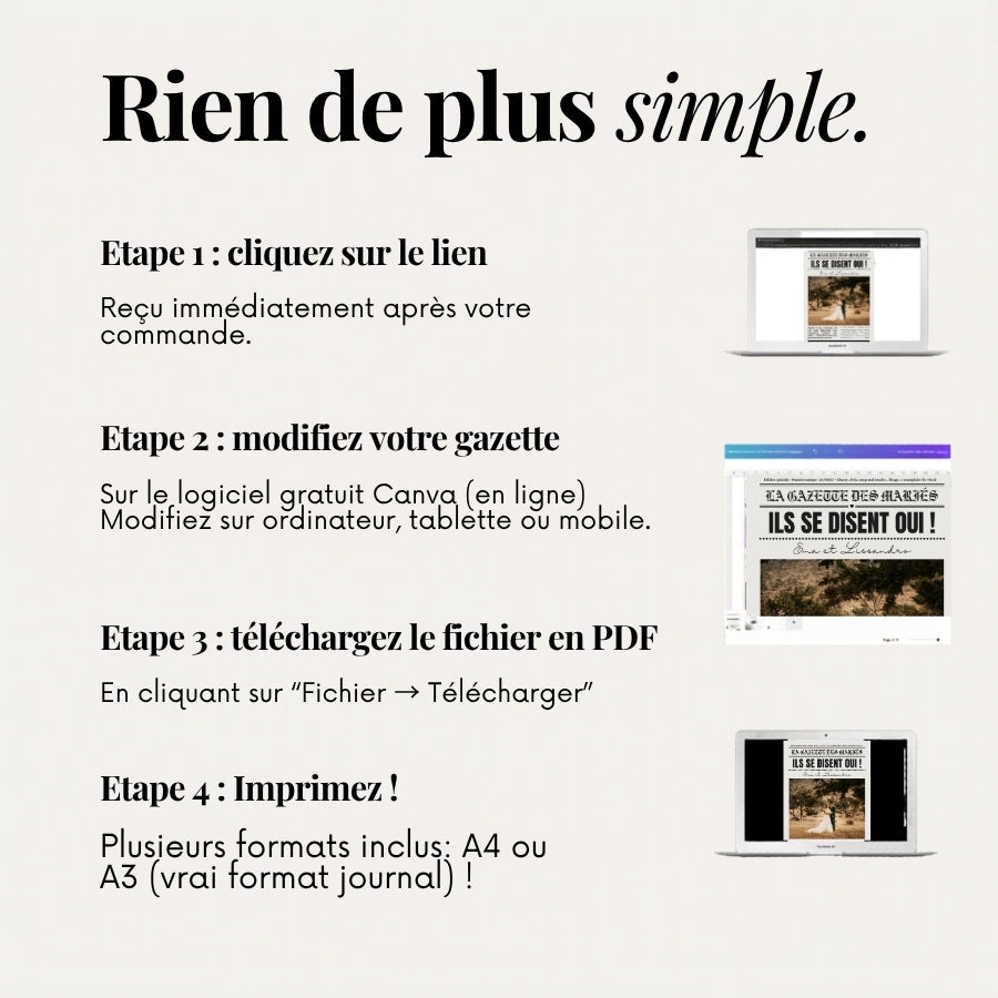 personnaliser la Gazette mariage 
