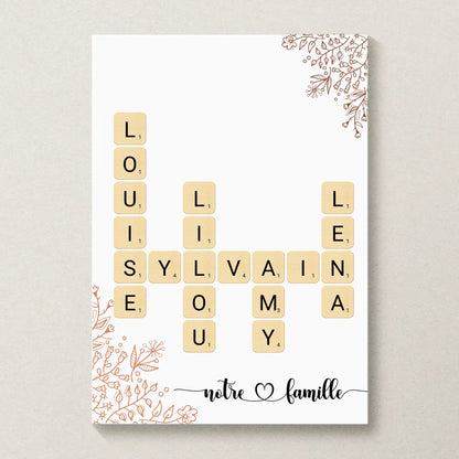 Affiche Personnalisée Famille Scrabble Fleurs
